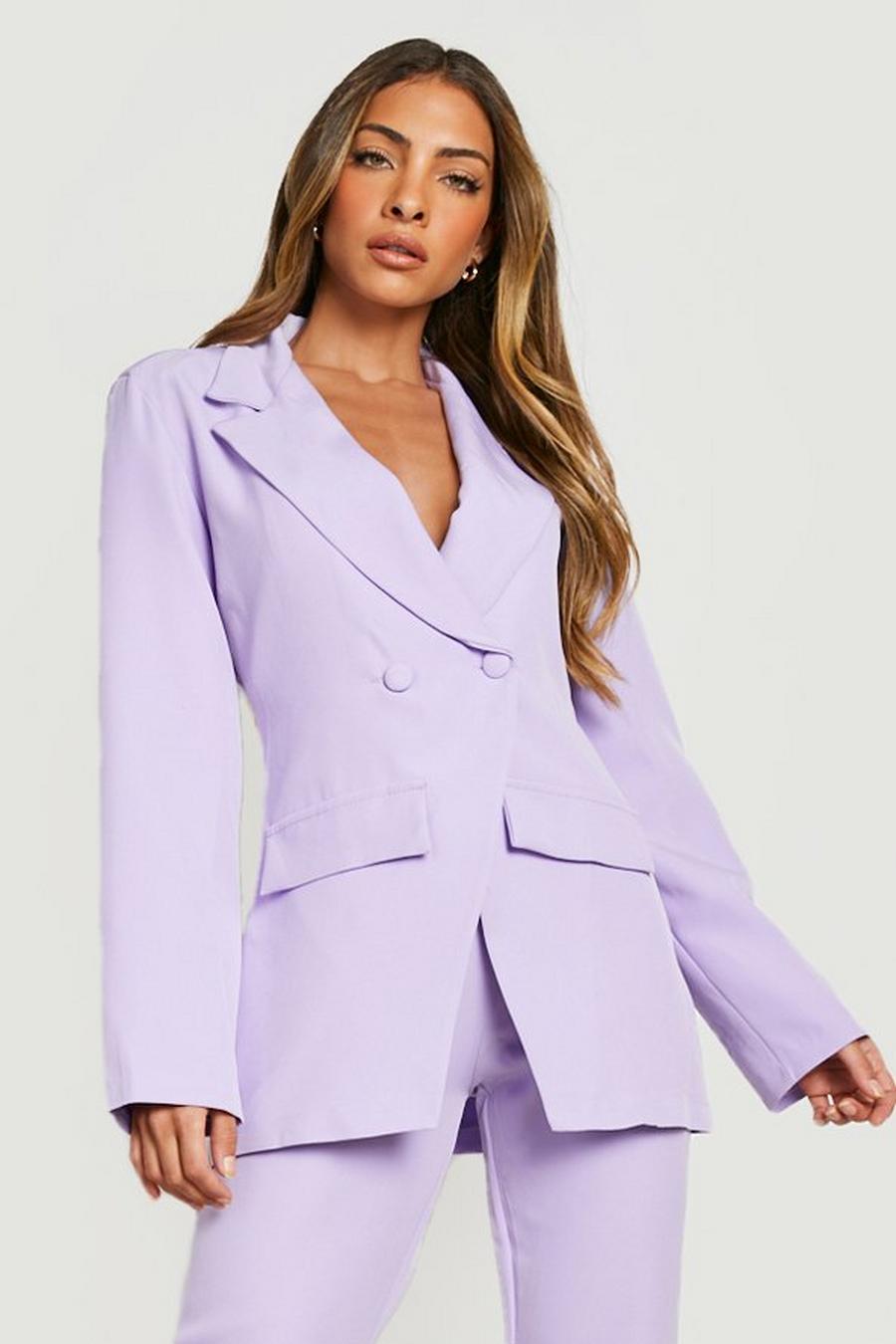 Lilac purple Asymmetric Wrap Front Tailored Blazer