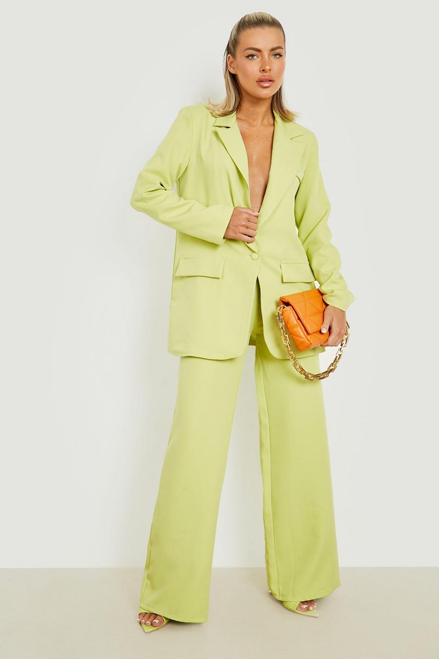 Lime Tailored Wide Leg Pants image number 1
