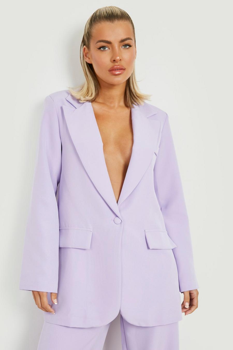 Lilac Plunge Relaxed Fit Tailored Blazer image number 1