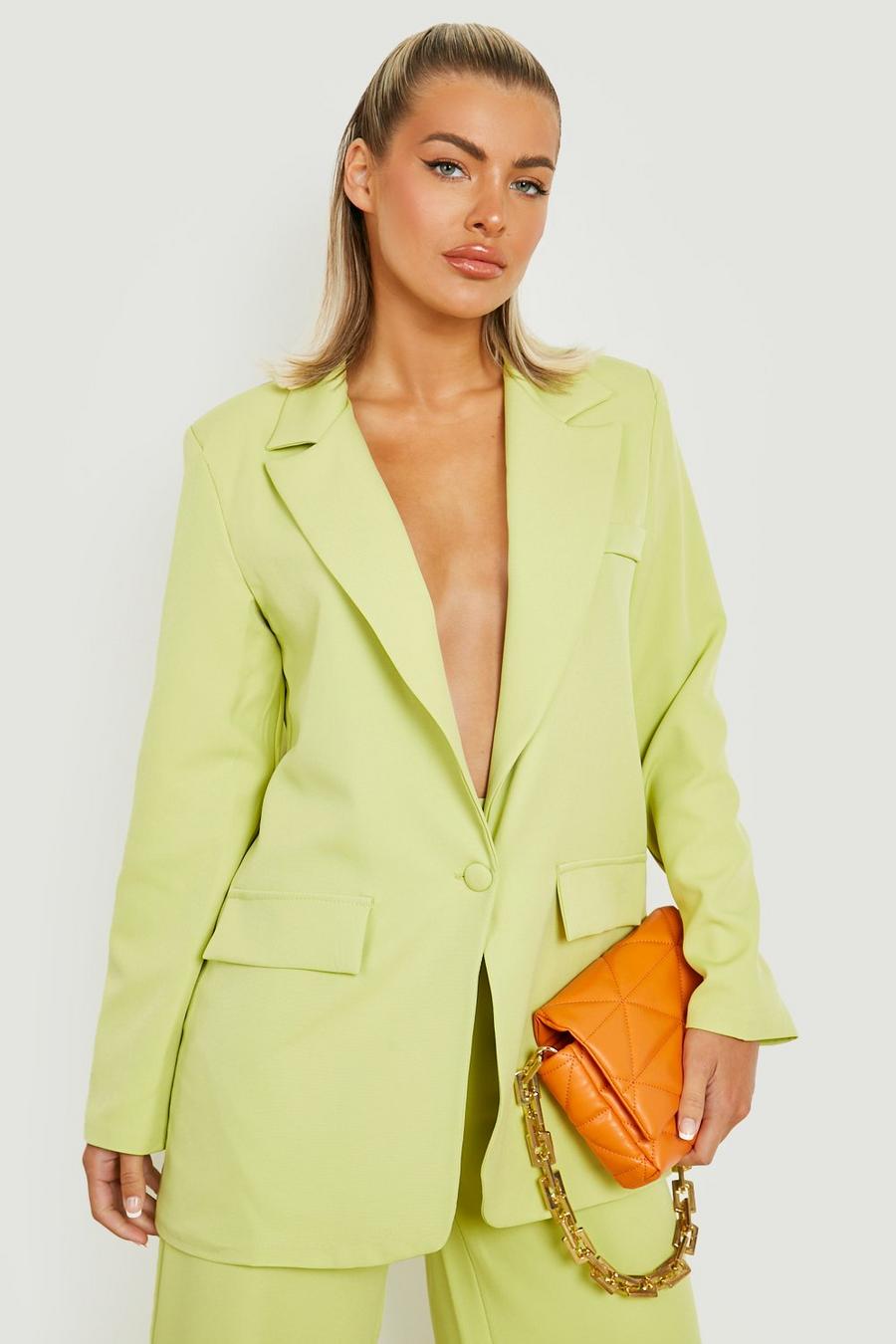 Lime grün Plunge Relaxed Fit Tailored Blazer image number 1