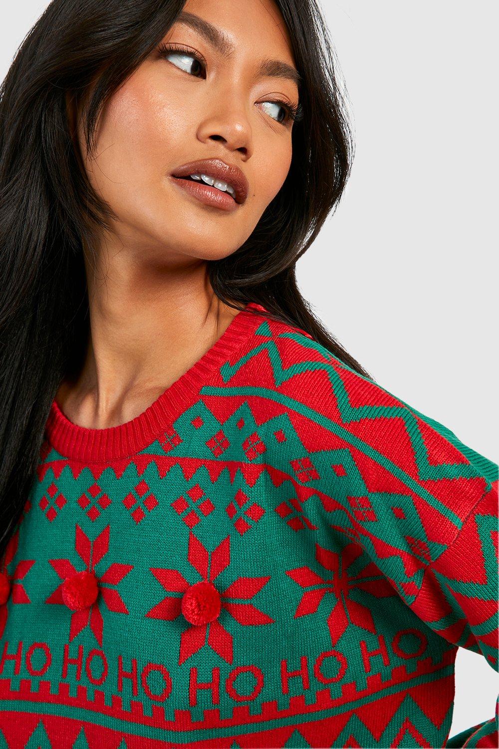 Casual Holiday Style: Pom Pom Reindeer Sweater - Something
