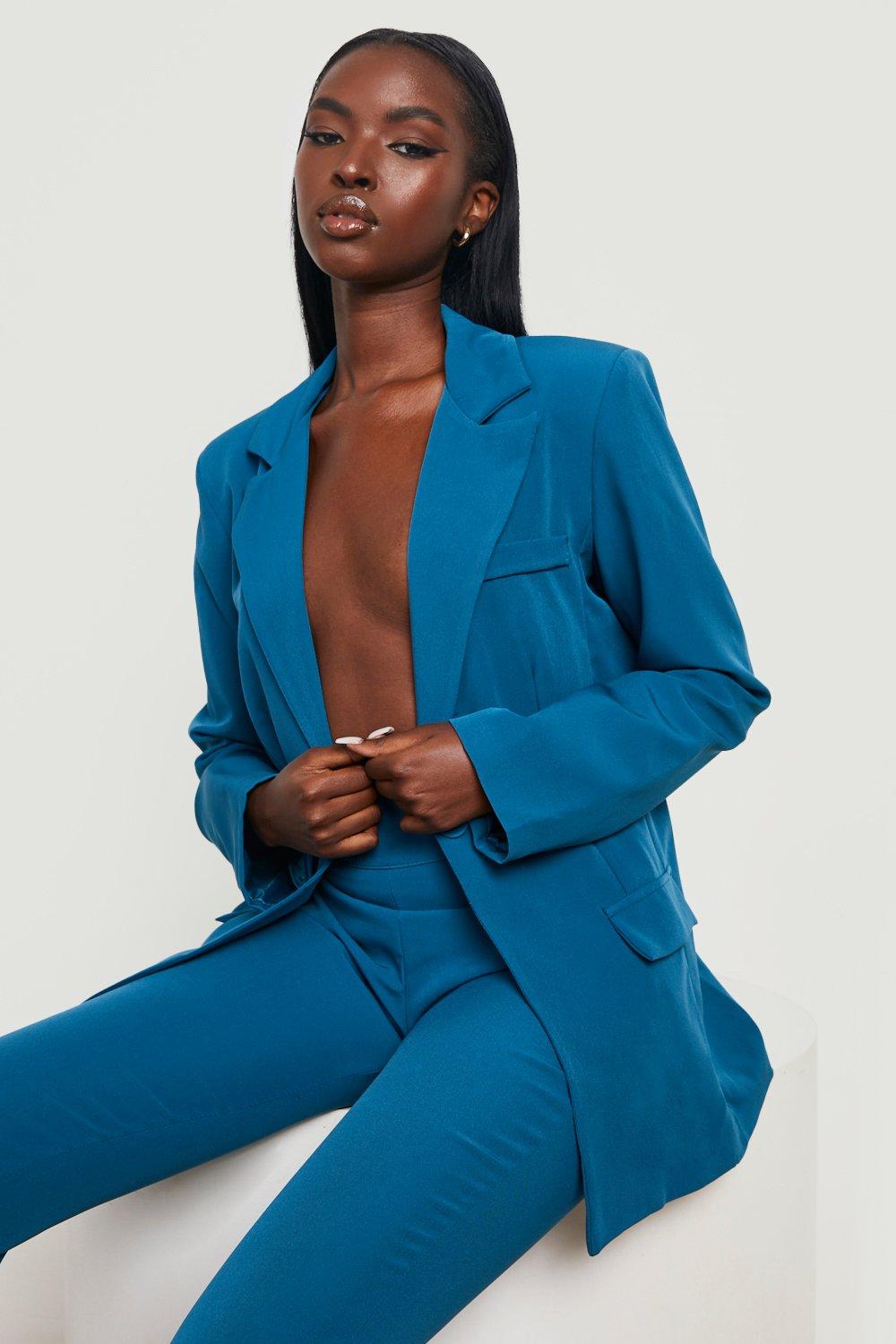 Green fitted hot sale blazer womens