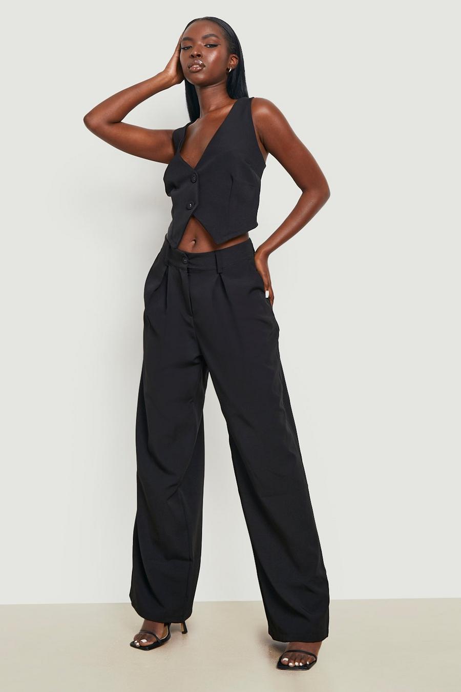 Black Tailored Wide Leg Trouser image number 1