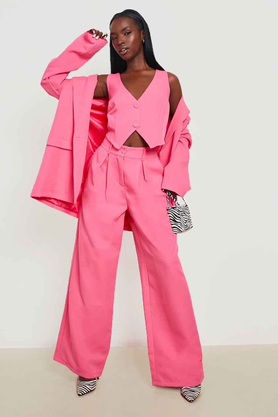 Pink Tailored Wide Leg Trouser image number 1