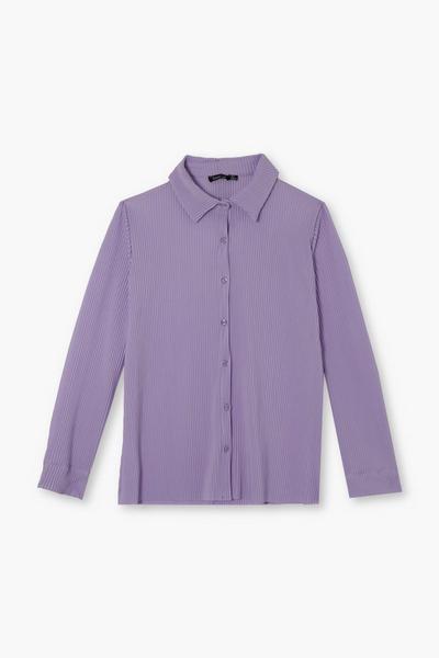 boohoo lilac Plisse Oversized Relaxed Fit Shirt