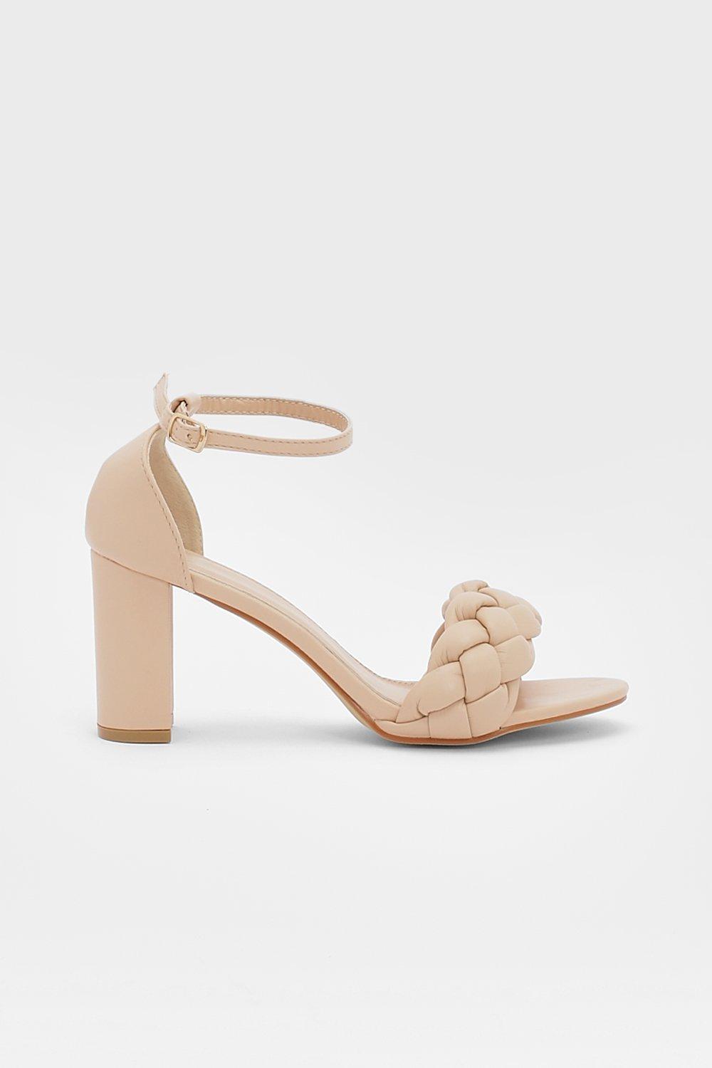 Mid block heel sandals nude sales
