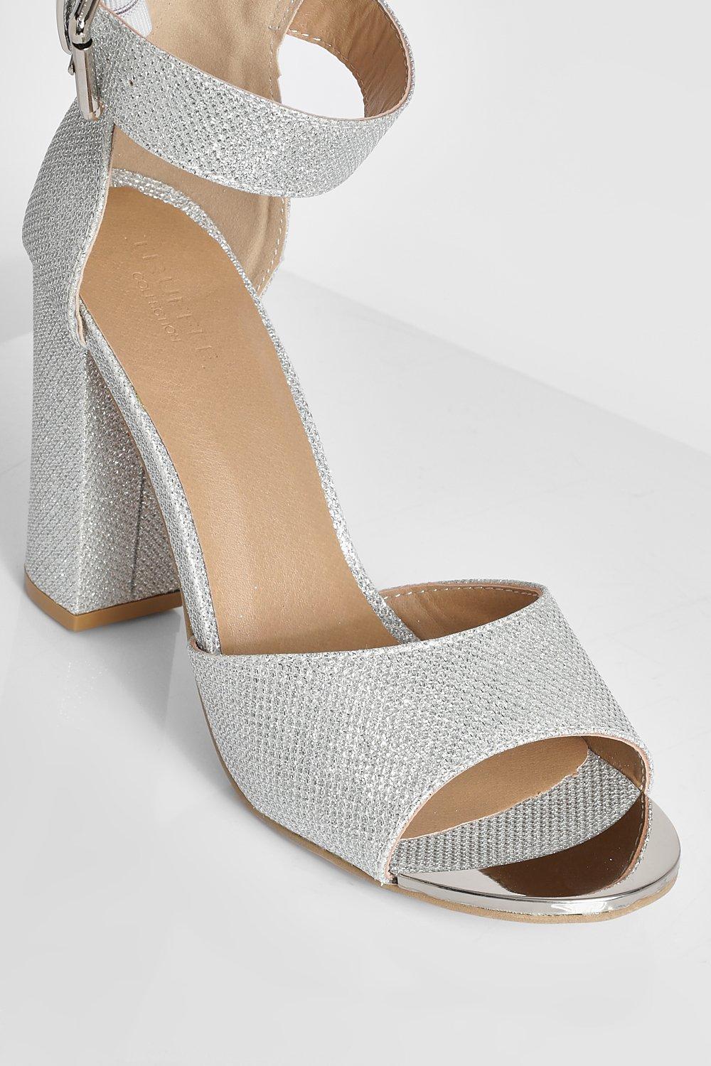 Silver peep toe block on sale heels