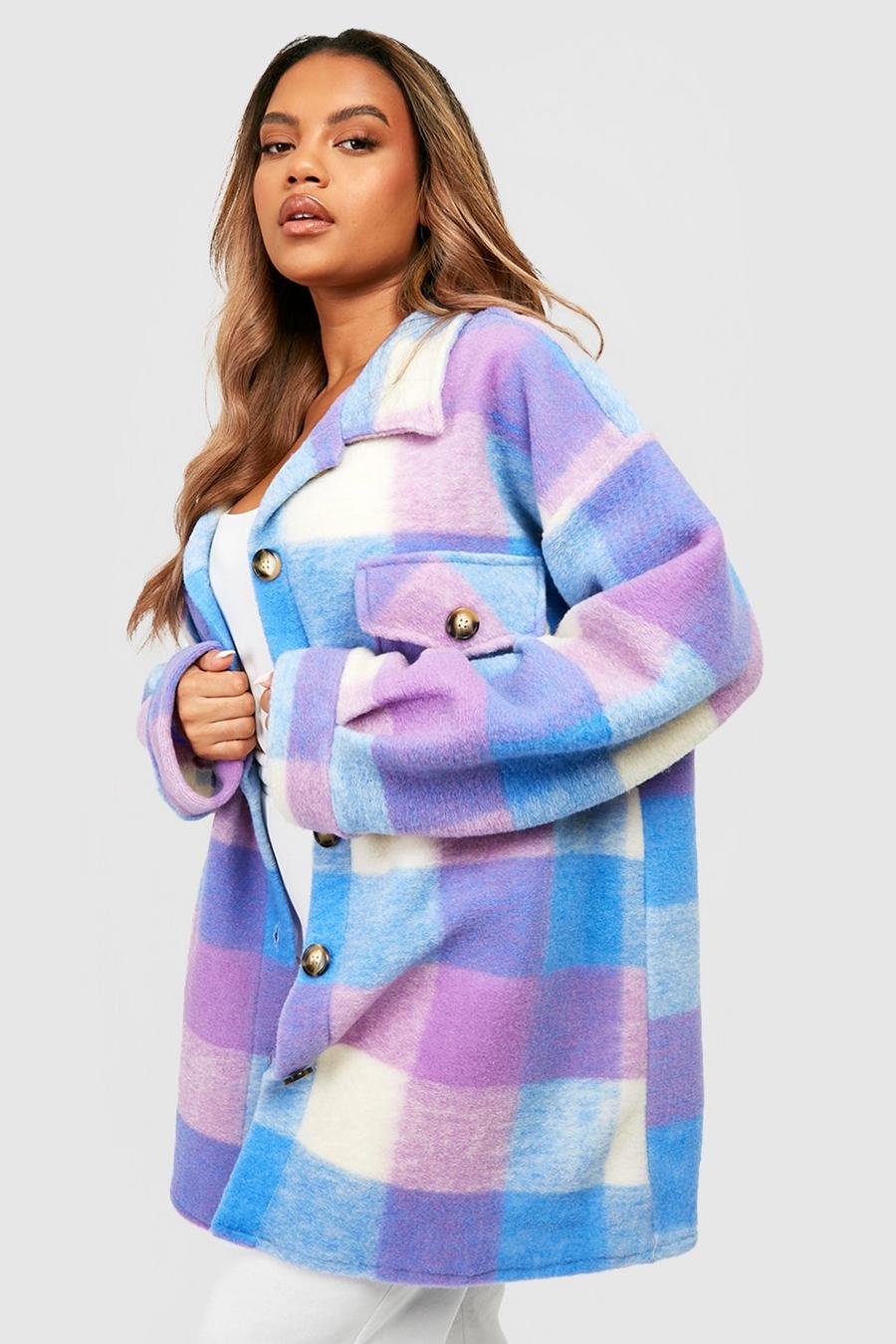 Blue Plus Bright Checked Shacket   image number 1