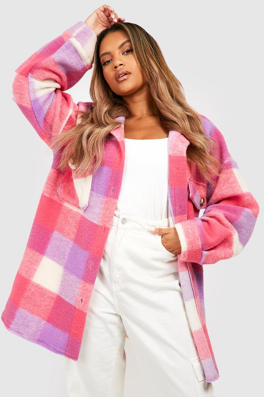 Pink Plus Bright Checked Shacket   image number 1