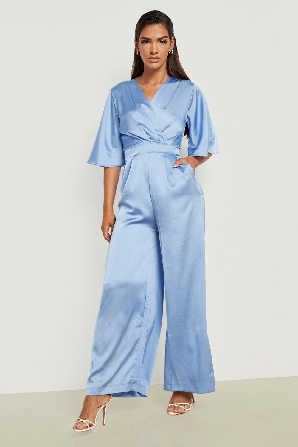 Blue jumpsuit boohoo online