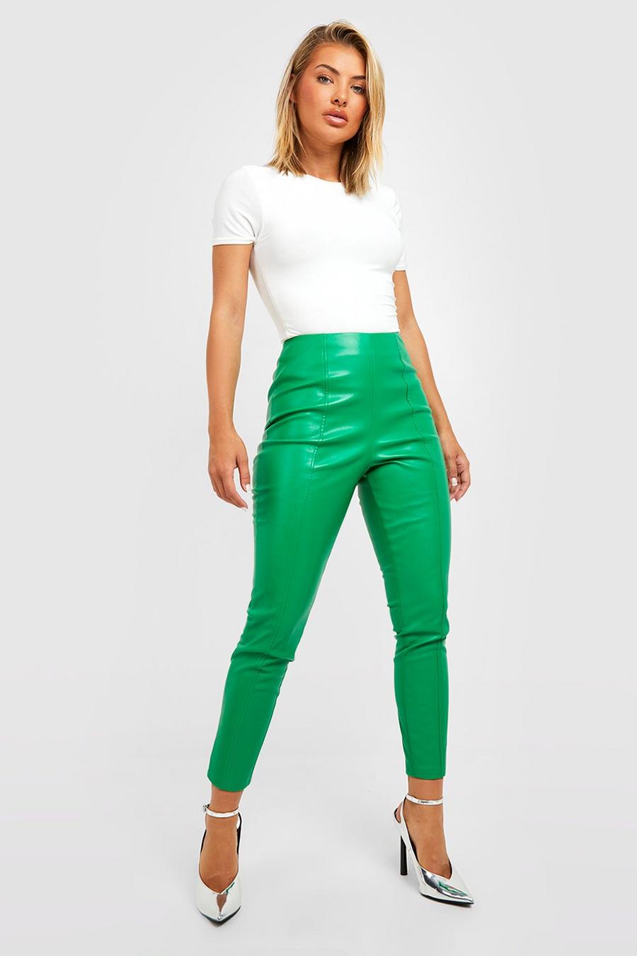 Legging in PU con cuciture, Green image number 1