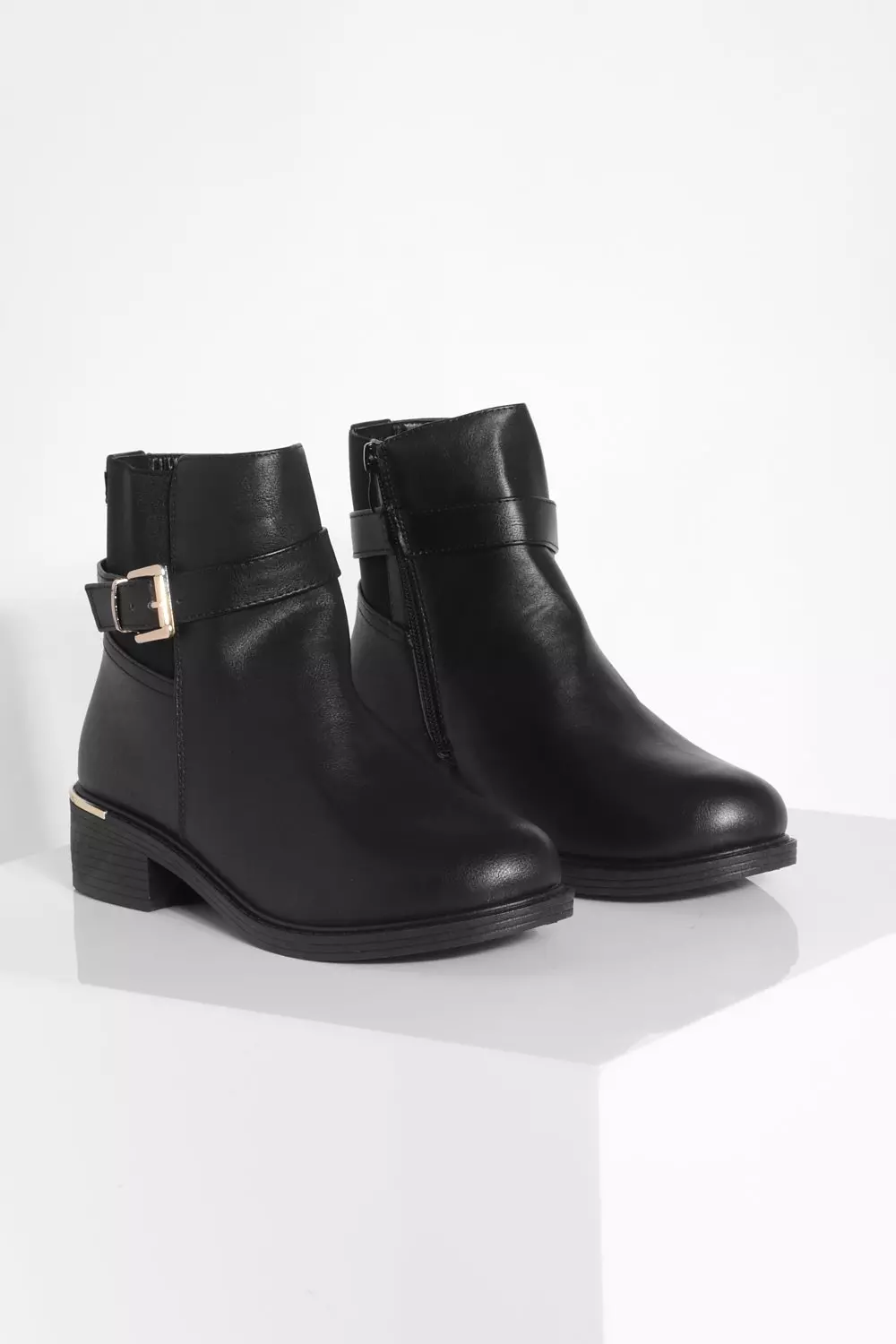 Side Buckle Gold Trim Chelsea Boots