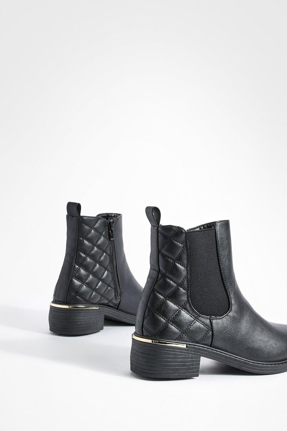 Wide Fit Quilted Detail Chelsea Boots boohoo FI