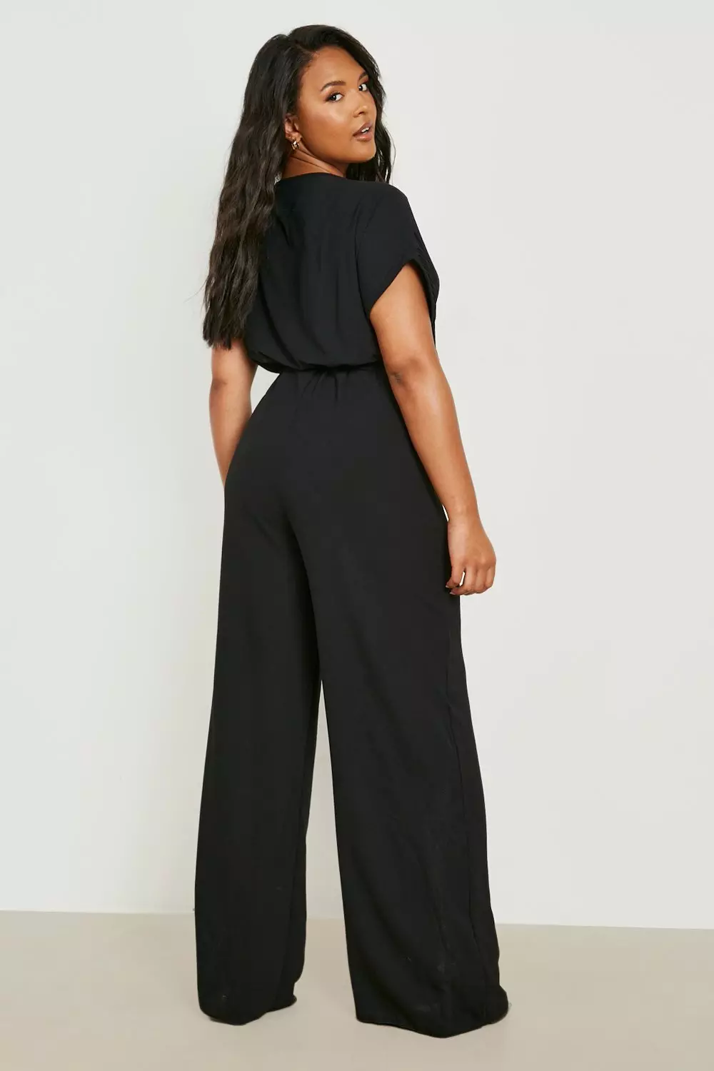 Black Plus Plisse Wrap Front Jumpsuit alternative image