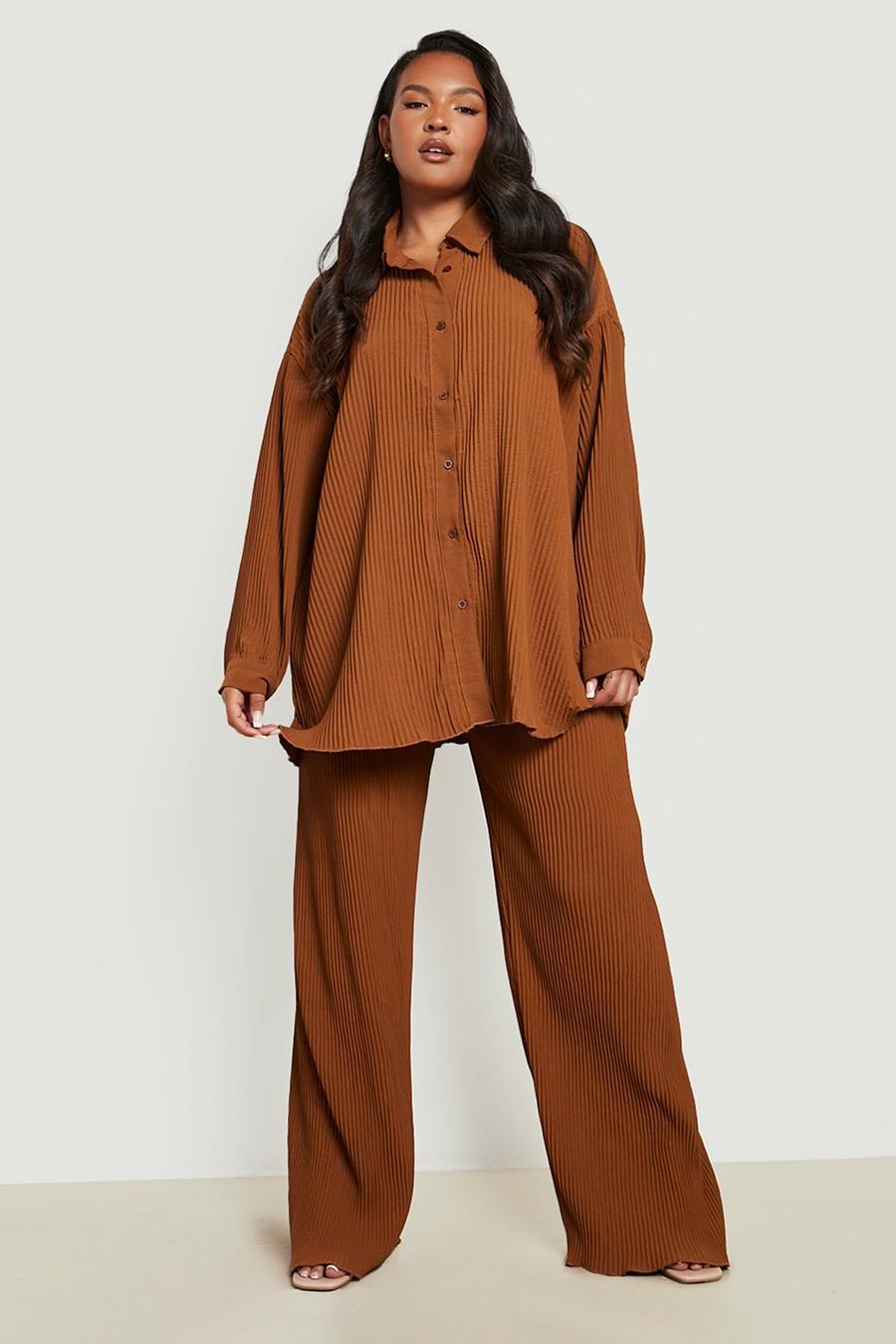 Chocolate Plus Plisse Paperbag Wide Leg Trousers  image number 1