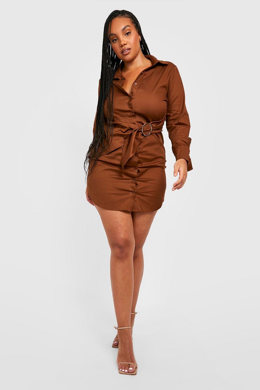 Chocolate Plus O Ring Belted Shirt Dress image number 1