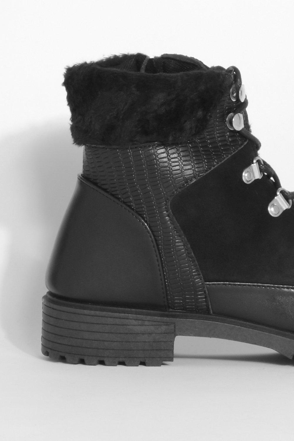 Faux fur outlet trim combat boots