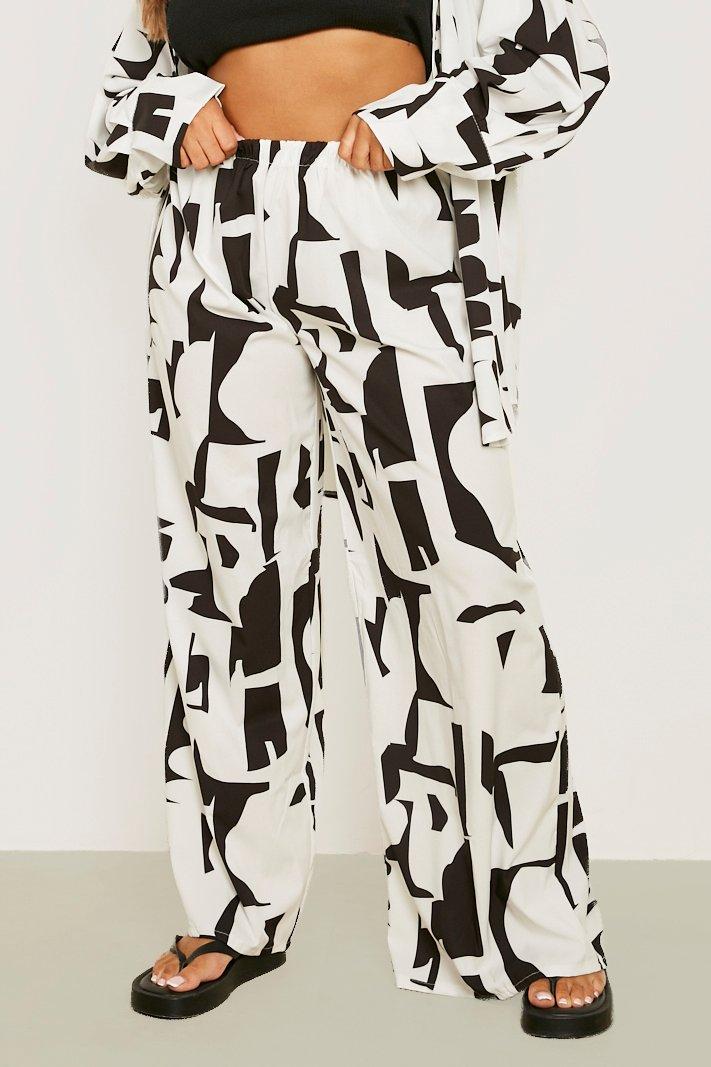 Petite Abstract Print Wide Leg Trousers