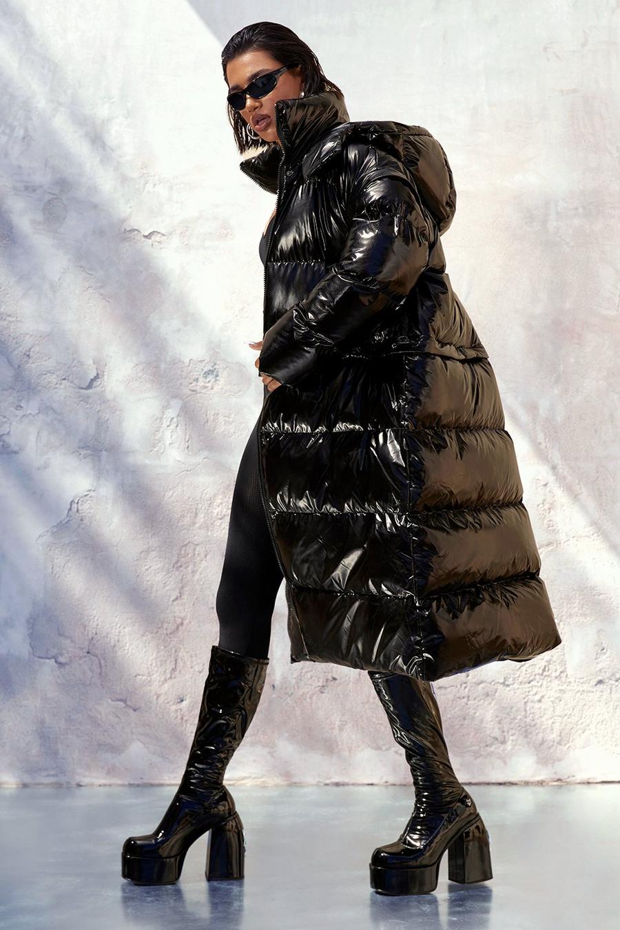 Black noir Kourtney Kardashian Barker 4 In 1 Detachable Puffer Jacket