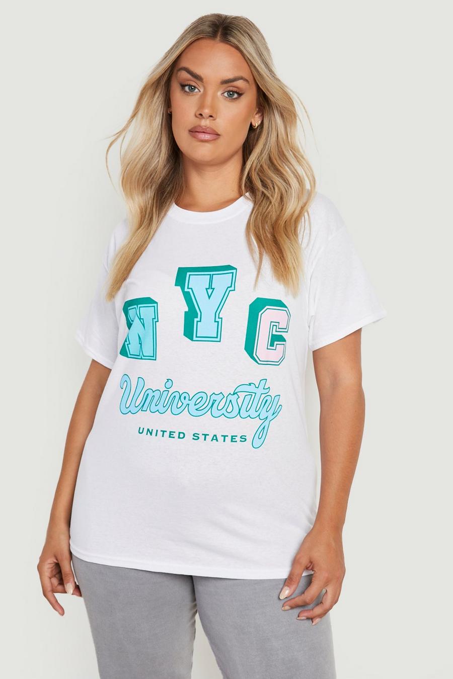 Camiseta Plus con estampado de NYC, White image number 1
