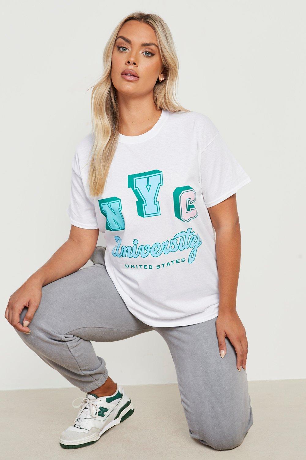 boohoo Plus New York Graphic T-Shirt - White - Size 18