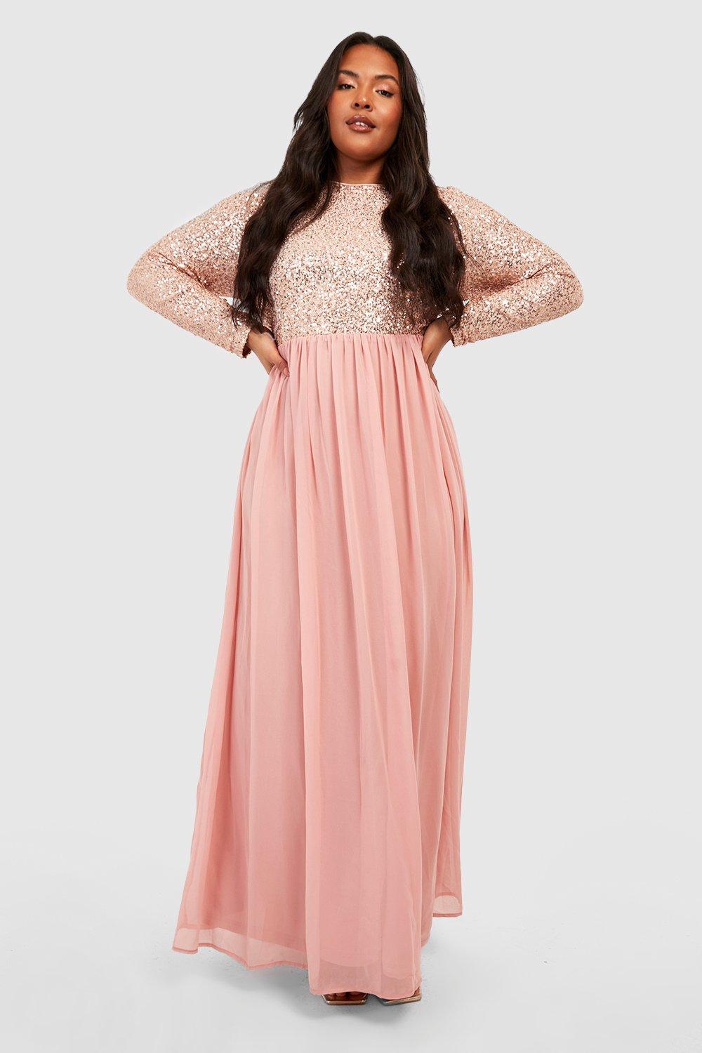 Boohoo long sleeve maxi on sale dress