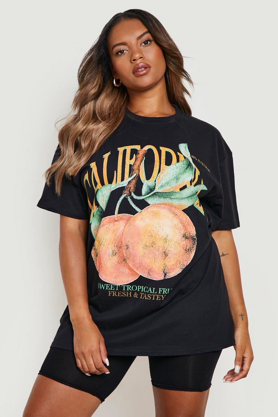 Black Plus California Fruit Print T-shirt image number 1