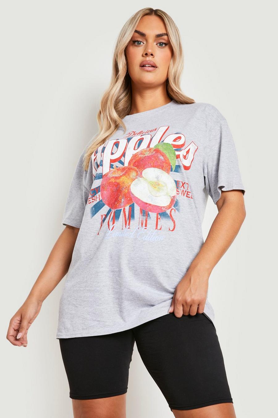 Grey Plus Fruit Print T-shirt  image number 1