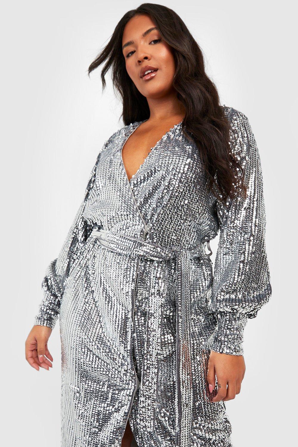 Boohoo curve sequin on sale dress