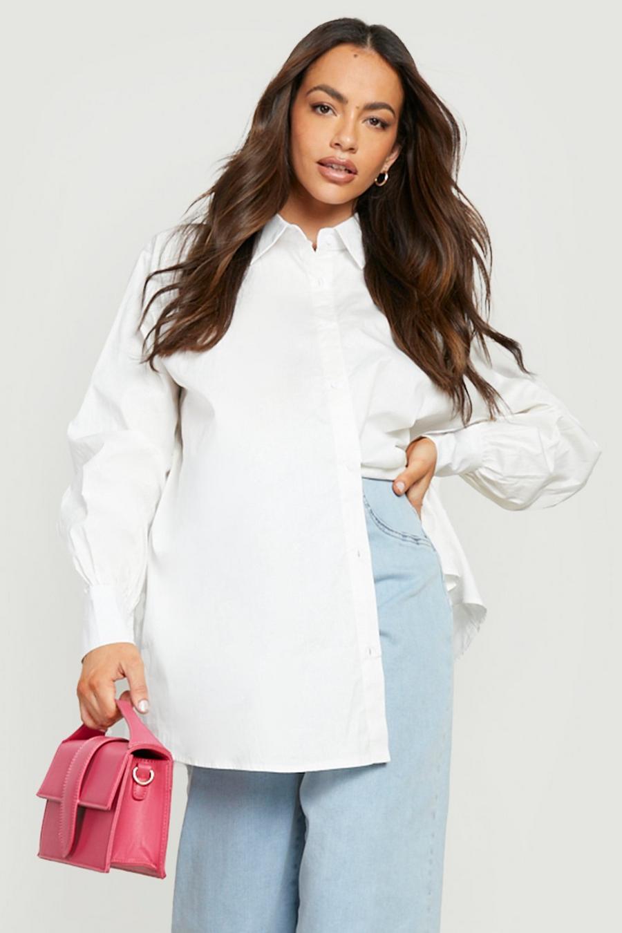 White Mammakläder - Oversize skjorta i bomullspoplin image number 1