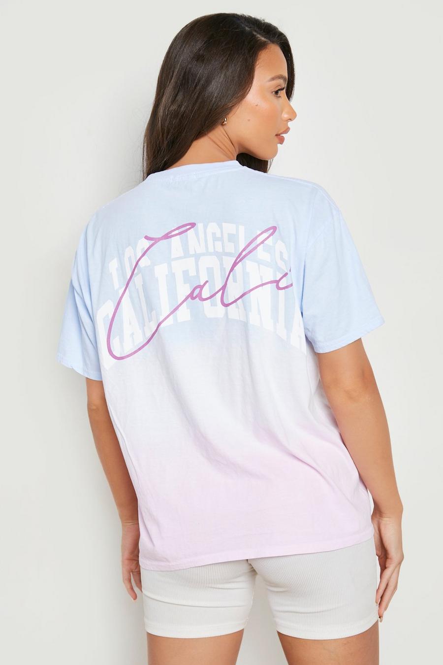 Camiseta Tall oversize en degradado con estampado de California, Blue azzurro