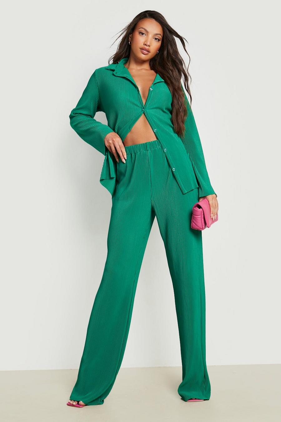 Green מכנסי פליסה מתרחבים, לנשים גבוהות image number 1