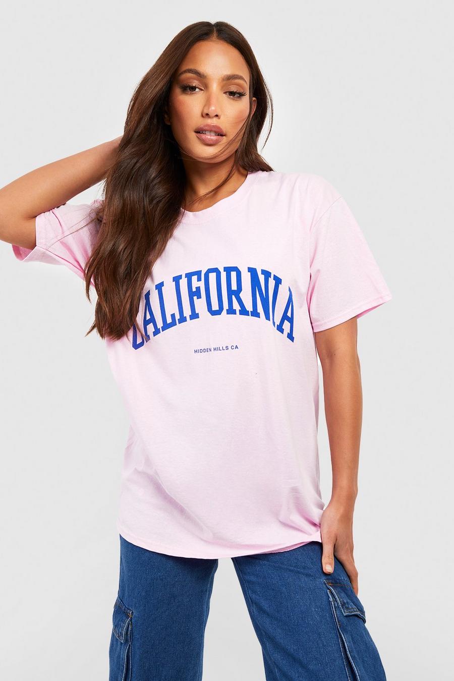 T-shirt Tall con stampa California, Baby pink rosa