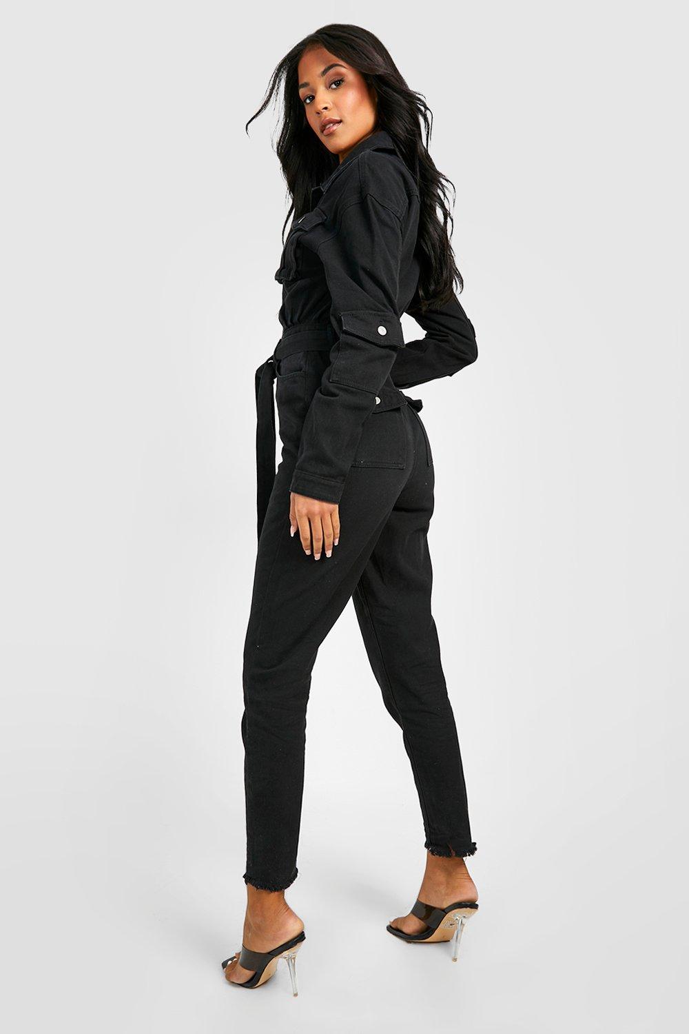 black satin boiler suit