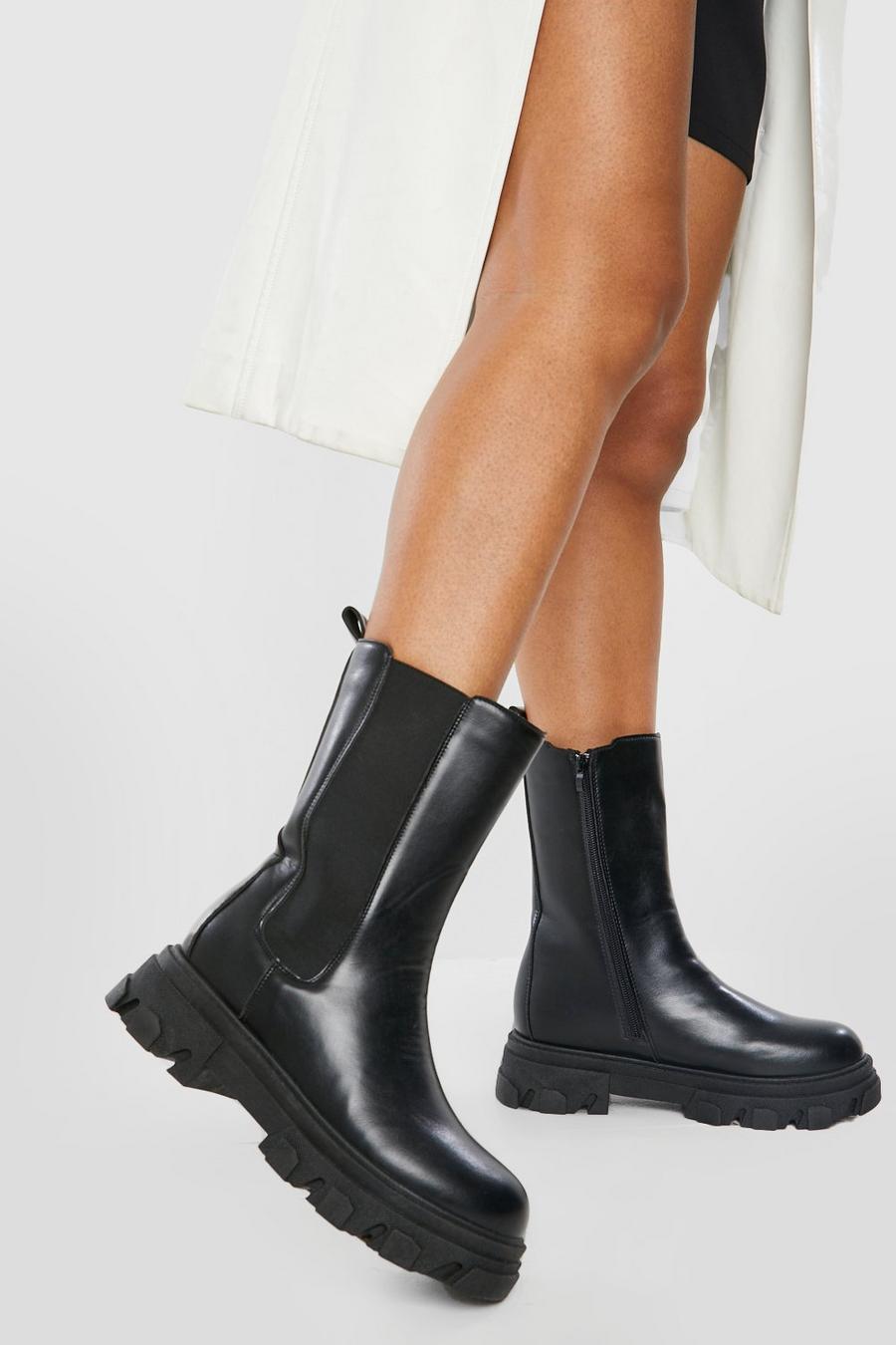 Wide Fit Tab Detail Chelsea Boots | Boohoo UK