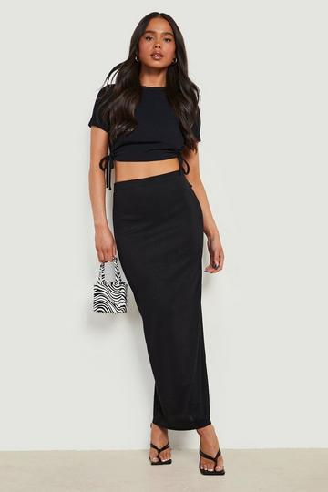 Petite Basic Rib Maxi Skirt black