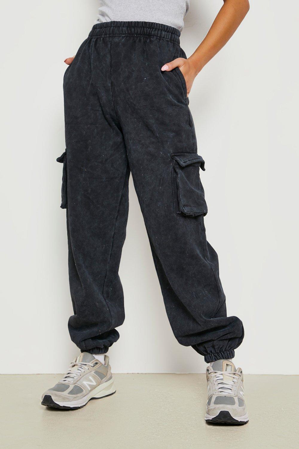 Petite Acid Wash Cargo Pocket Jogger