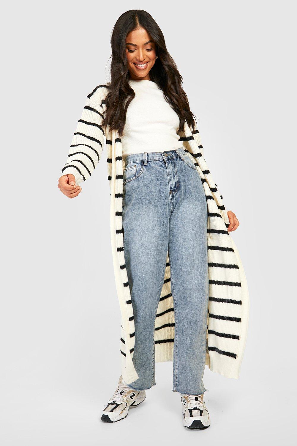 Black and white shop striped duster cardigan