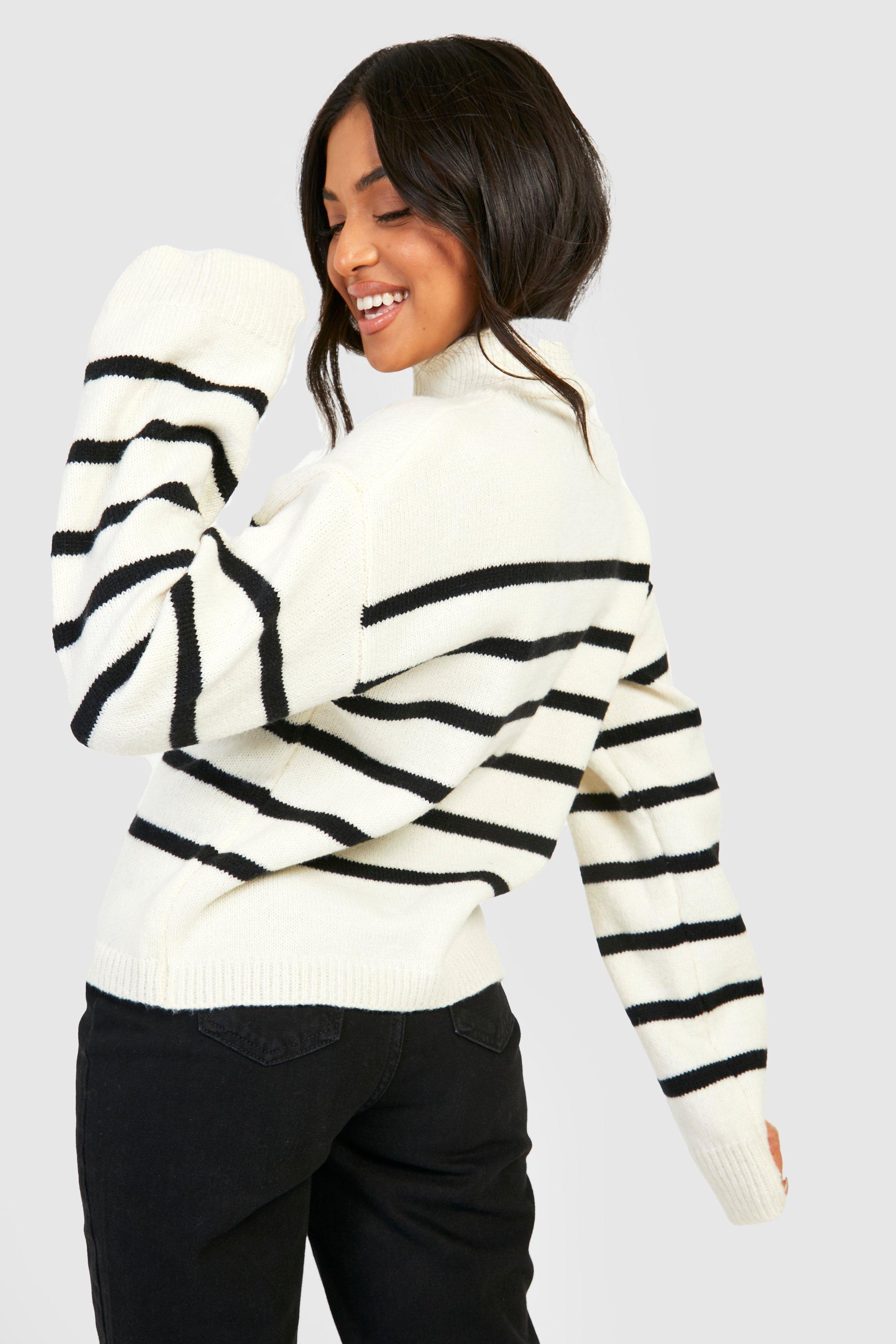 Petite Wide Sleeve Striped Jumper boohoo UK