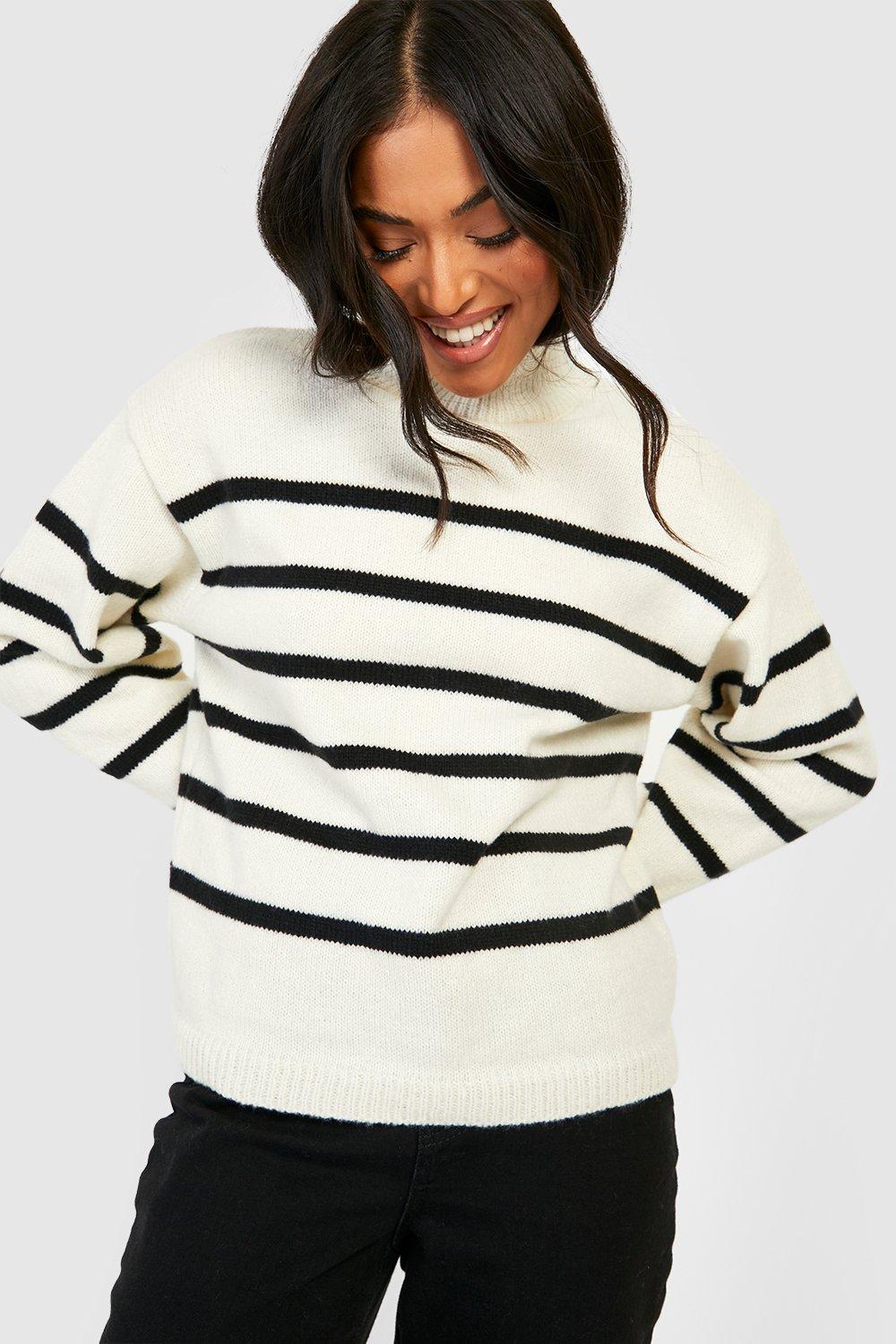 Petite Wide Sleeve Striped Sweater