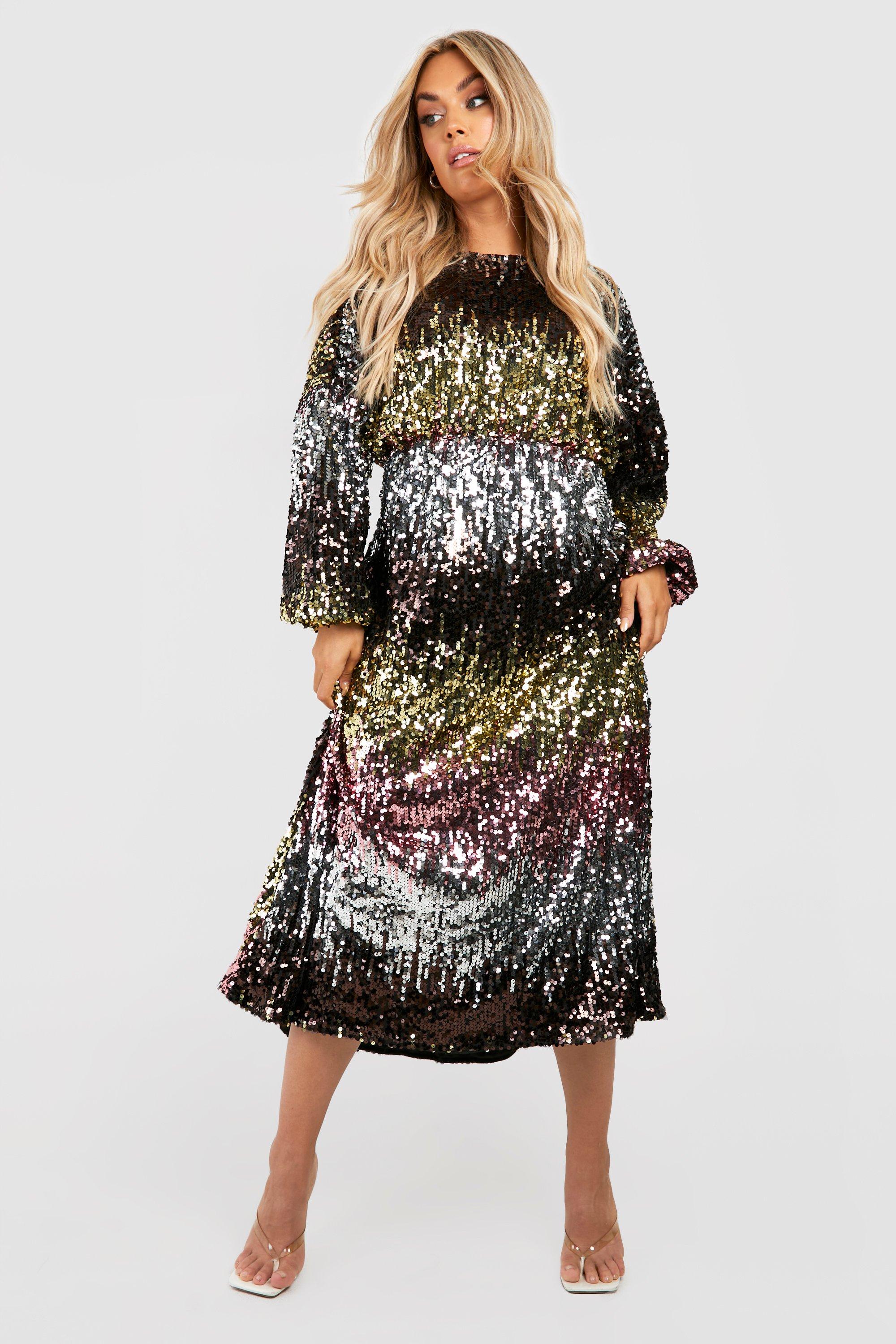 Multicolor plus best sale size sequin dress