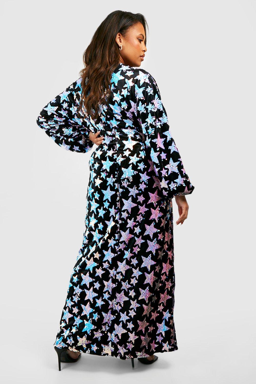 Plus Size Star Sequin Mini Dress