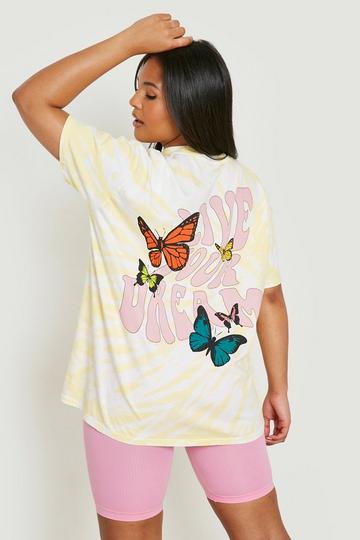 Yellow Plus Tie Dye Dream Slogan Oversized T-shirt