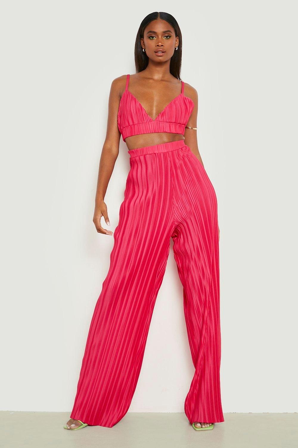 Buy Pink Wide Leg Coord Trousers - 20R, Trousers