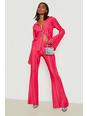 Hot pink Flared Plisse Trousers