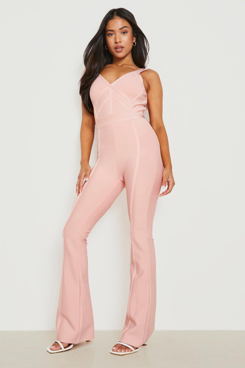 ASOS DESIGN Petite wide leg satin pants in blush pink