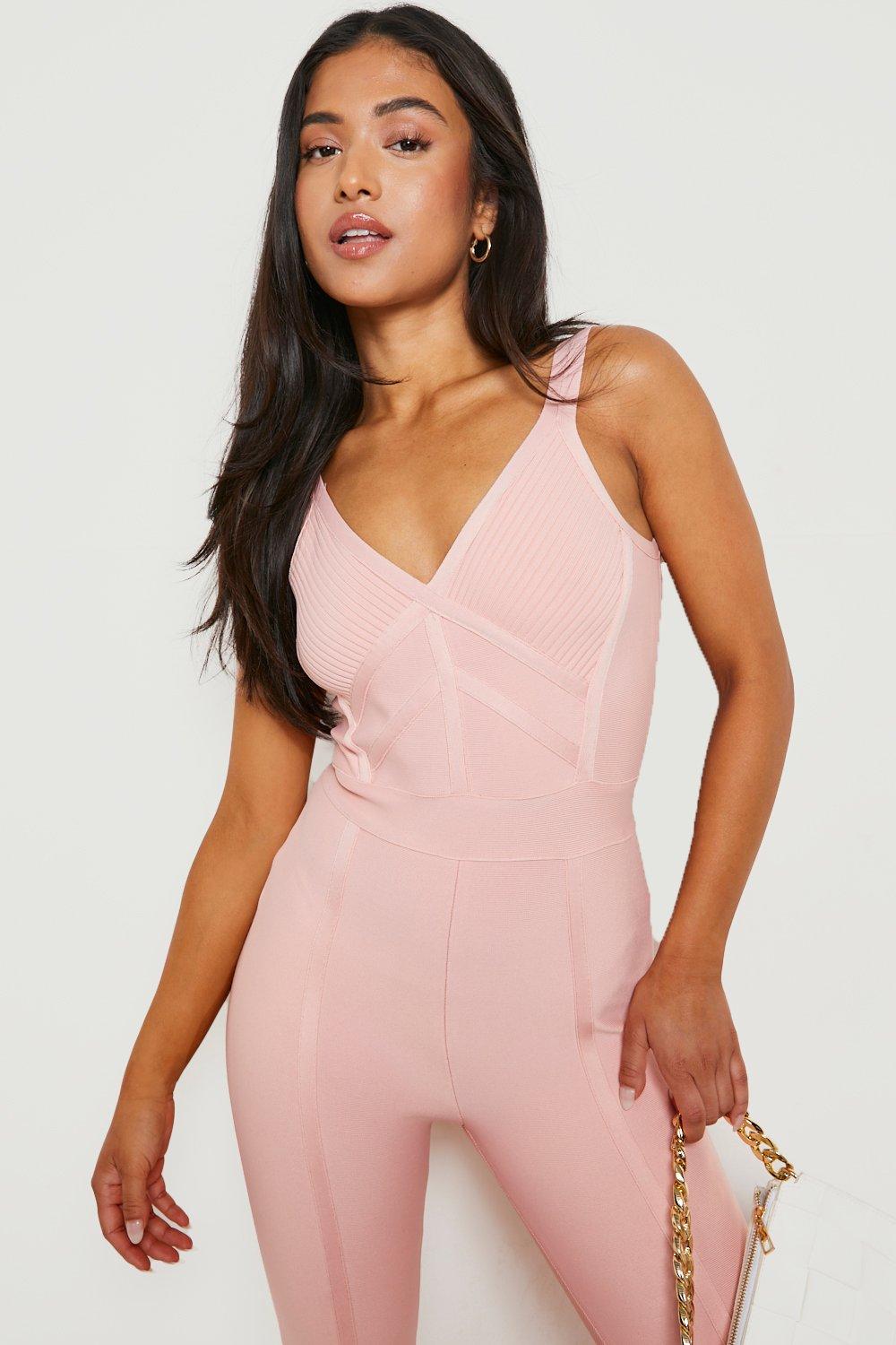 Petite Bandage Seam Detail Flare Leg Jumpsuit