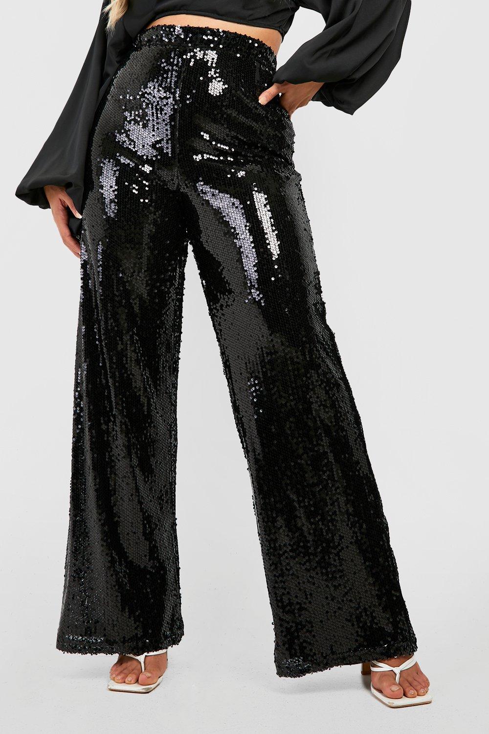 Plus size wide leg sequin pants online
