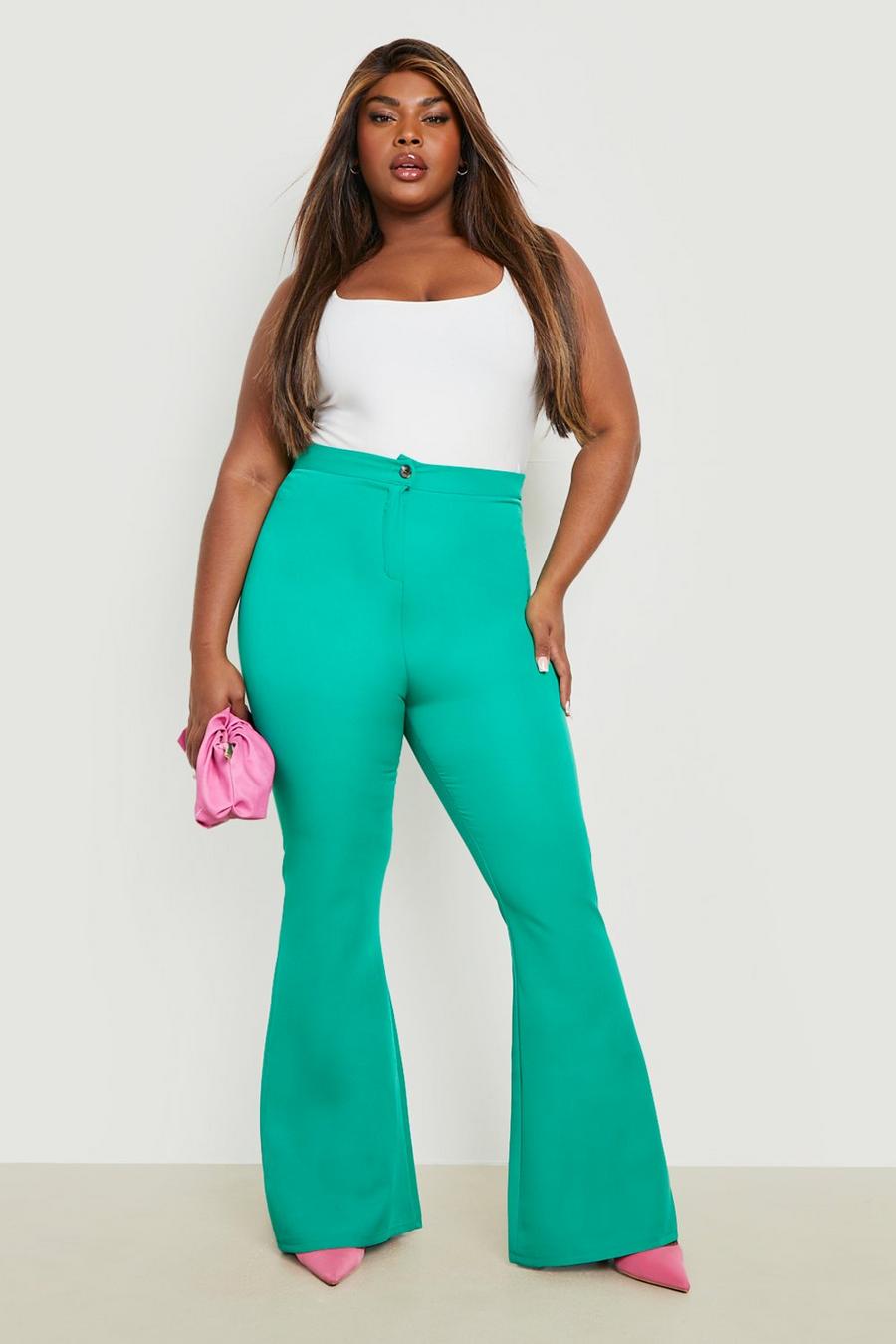 Bright green Plus Tailored Flare Pants image number 1