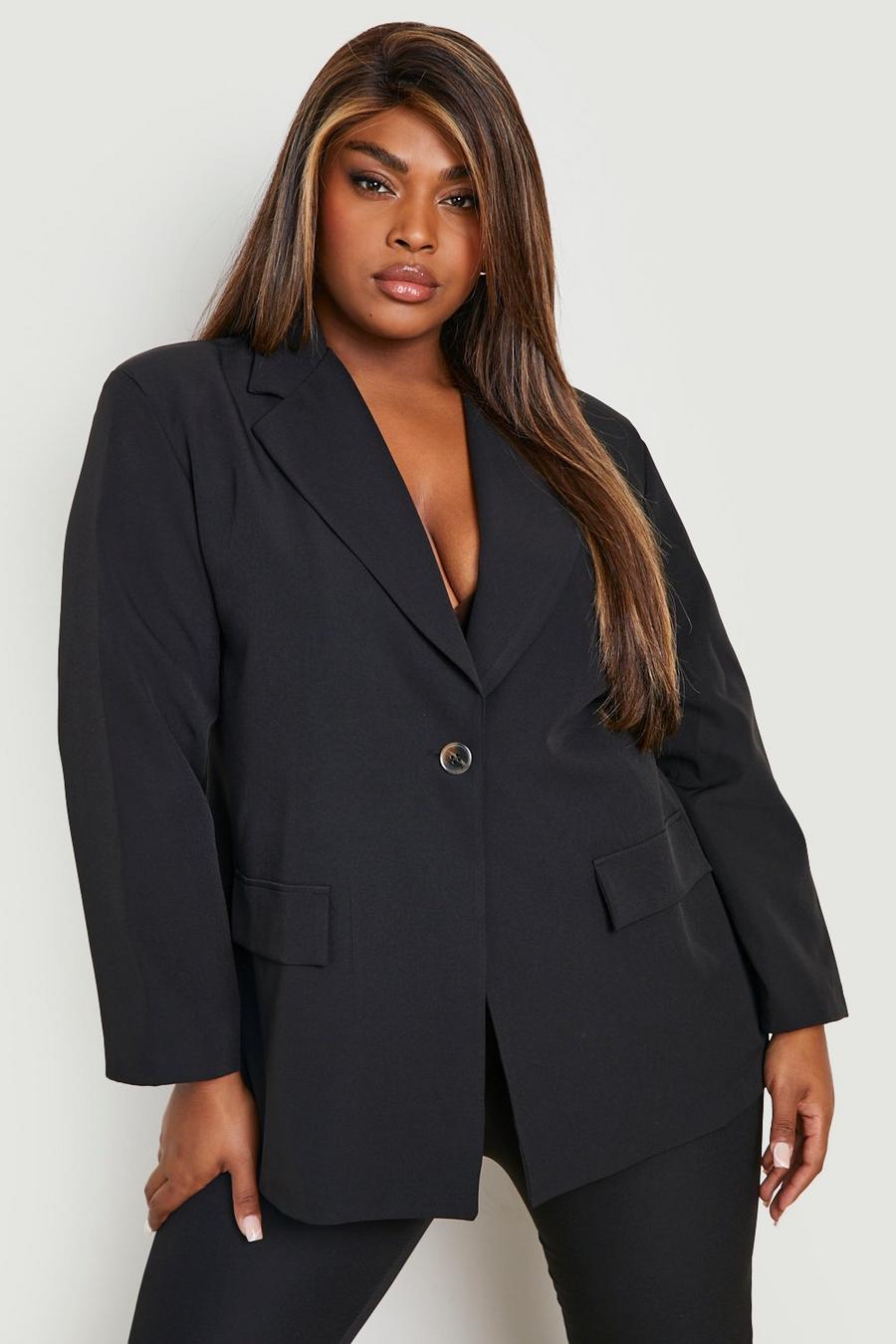 Black Plus Oversized Tailored Blazer image number 1